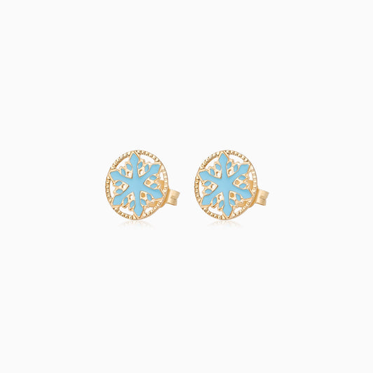 18k Yellow Gold Snowflake Earrings for Children | Disney Collection
