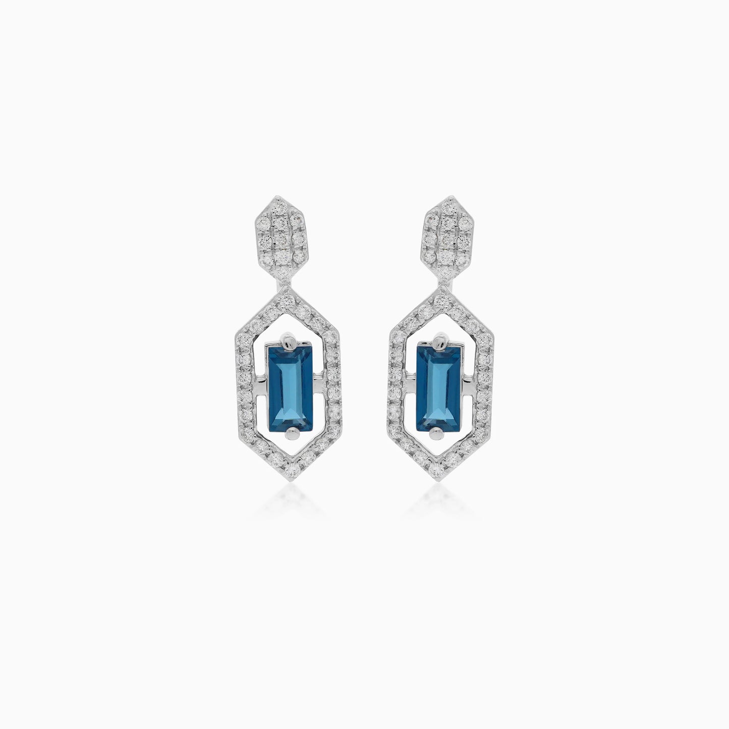 18K White Gold Diamond & Topaz Earrings - Rabiya Collection