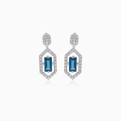 18K White Gold Diamond & Topaz Earrings - Rabiya Collection