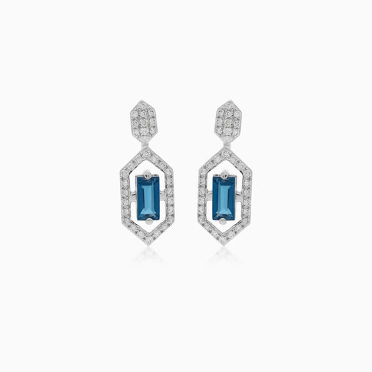 18K White Gold Diamond & Topaz Earrings - Rabiya Collection