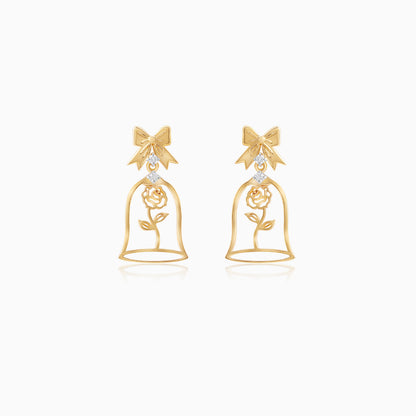 18k Yellow Gold Disney Princess Belle Rose Jar Earrings with Natural Diamonds | Disney Collection