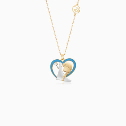 18k Yellow Gold Elsa & Anna Heart Necklace for Kids | Disney Collection