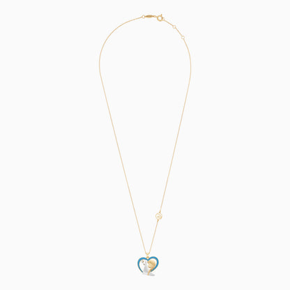 18k Yellow Gold Elsa & Anna Heart Necklace for Kids | Disney Collection