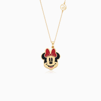 18k Yellow Gold Minnie Mouse Face Necklace with Enamel | Disney Collection