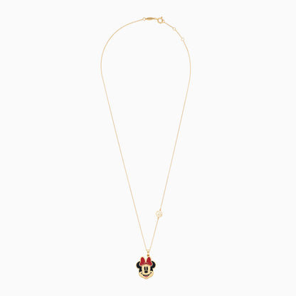 18k Yellow Gold Minnie Mouse Face Necklace with Enamel | Disney Collection