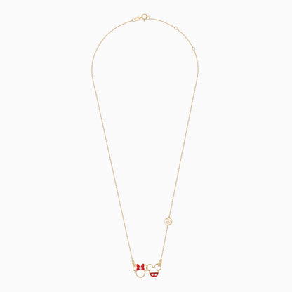 18k Yellow Gold Mickey & Minnie Necklace for Kids | Disney Collection with Diamonds & Enamel