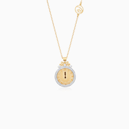 Disney Princess Cinderella Clock Necklace in 18k Yellow Gold with Natural Diamonds & Enamel | Disney Collection