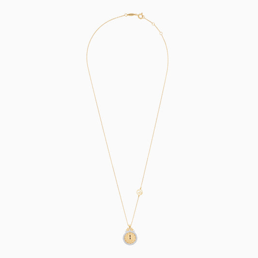 قلادة ساعة سندريلا من ديزني برينسيس - ذهب أصفر عيار 18 قيراط مرصعة بالألماس الطبيعي والمينا