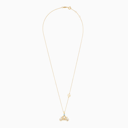 18K Yellow Gold Cinderella Pumpkin Coach Necklace with Natural Diamonds & Blue Topaz | Disney Collection