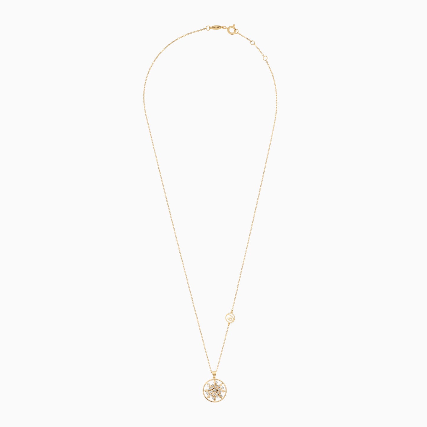 Disney Frozen-18K Yellow Gold - Snowflake Rotating Necklace -With Natural Diamonds