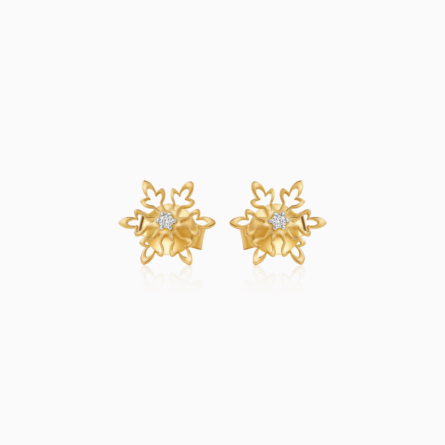 Disney Frozen 18k Yellow Gold Snowflake Earrings with Natural Diamonds | Disney Collection