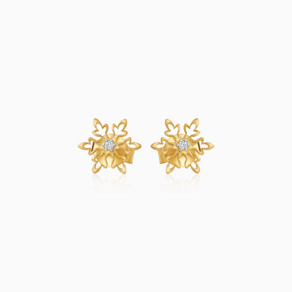 Disney Frozen 18k Yellow Gold Snowflake Earrings with Natural Diamonds | Disney Collection