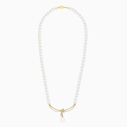 Chic pearl and natural diamond necklace in 18k yellow gold | Danah Diamond Collection