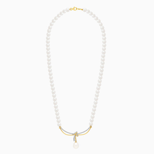 Chic pearl and natural diamond necklace in 18k yellow gold | Danah Diamond Collection