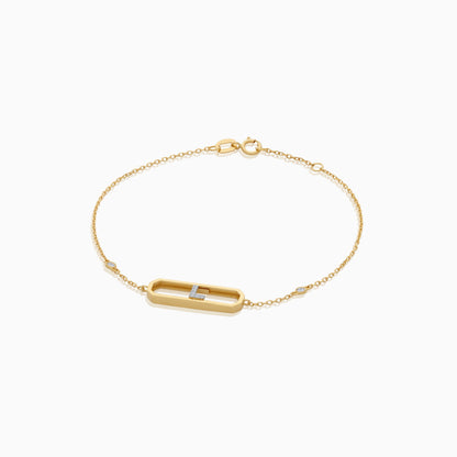 18k yellow gold natural diamond initial “L” bracelet