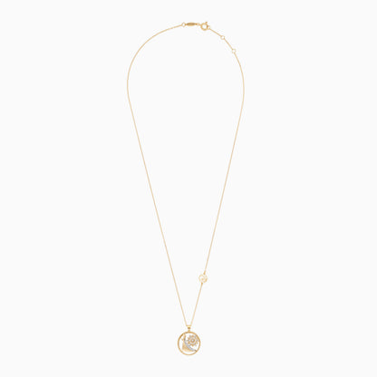 Disney Frozen- Elsa & Snowflake Necklace in 18k Yellow Gold with Diamonds | Disney Collection