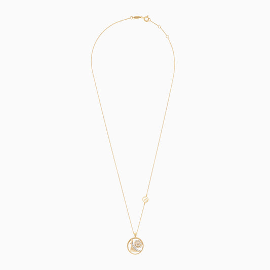 Disney Frozen- Elsa & Snowflake Necklace in 18k Yellow Gold with Diamonds | Disney Collection