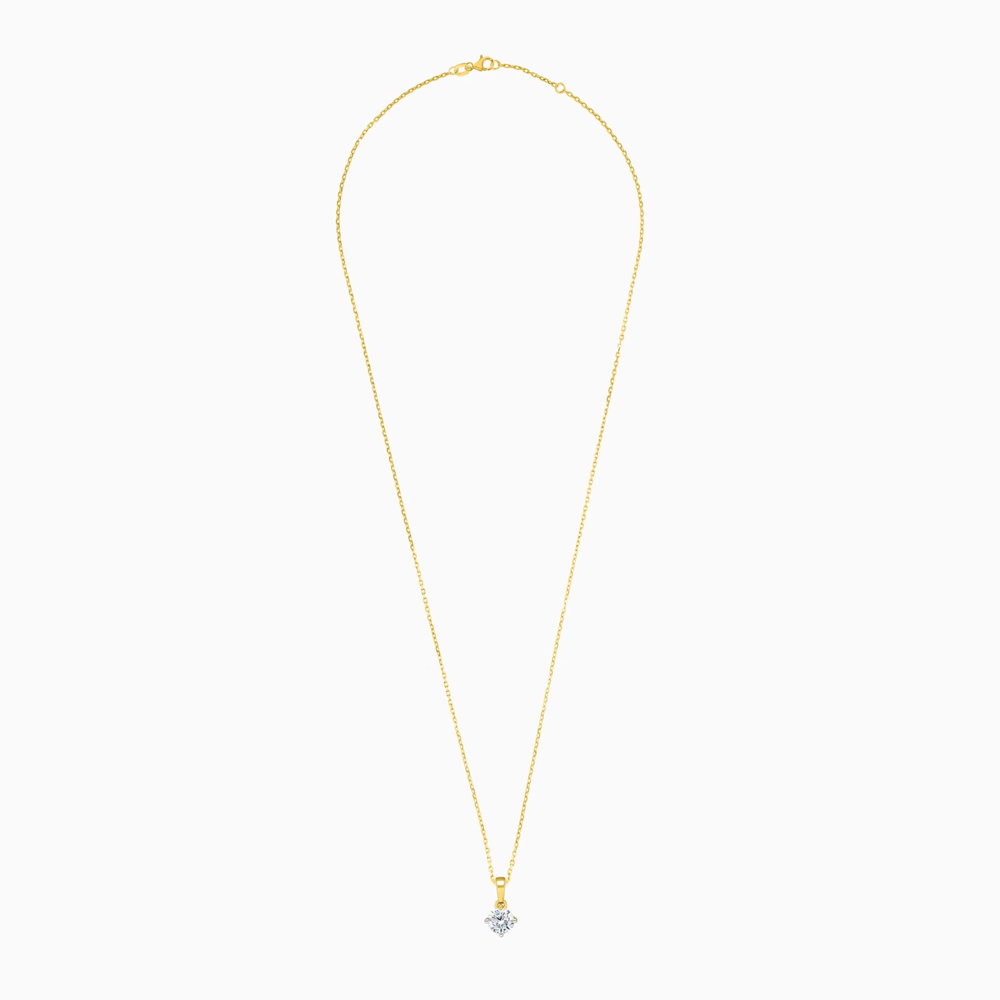 18K Yellow Gold Pendant Necklace with Solitaire Diamond – Solitaire Collection