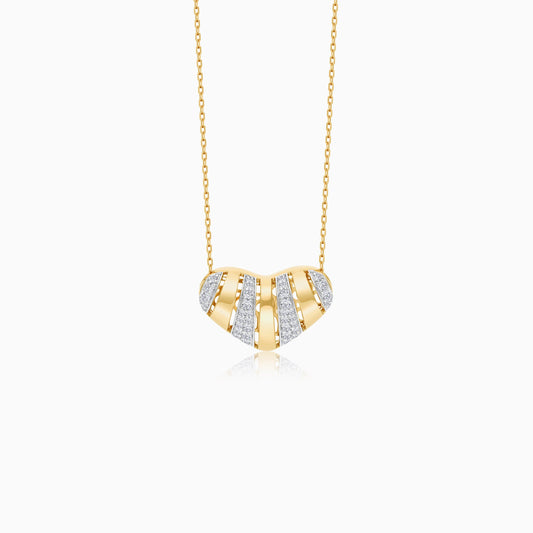 18k Yellow gold necklace with heart-shaped pendant decorated with natural diamond stones | Valentine collection