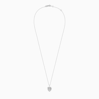 18k White Gold Heart Pendant Necklace with Dancing Natural Diamonds