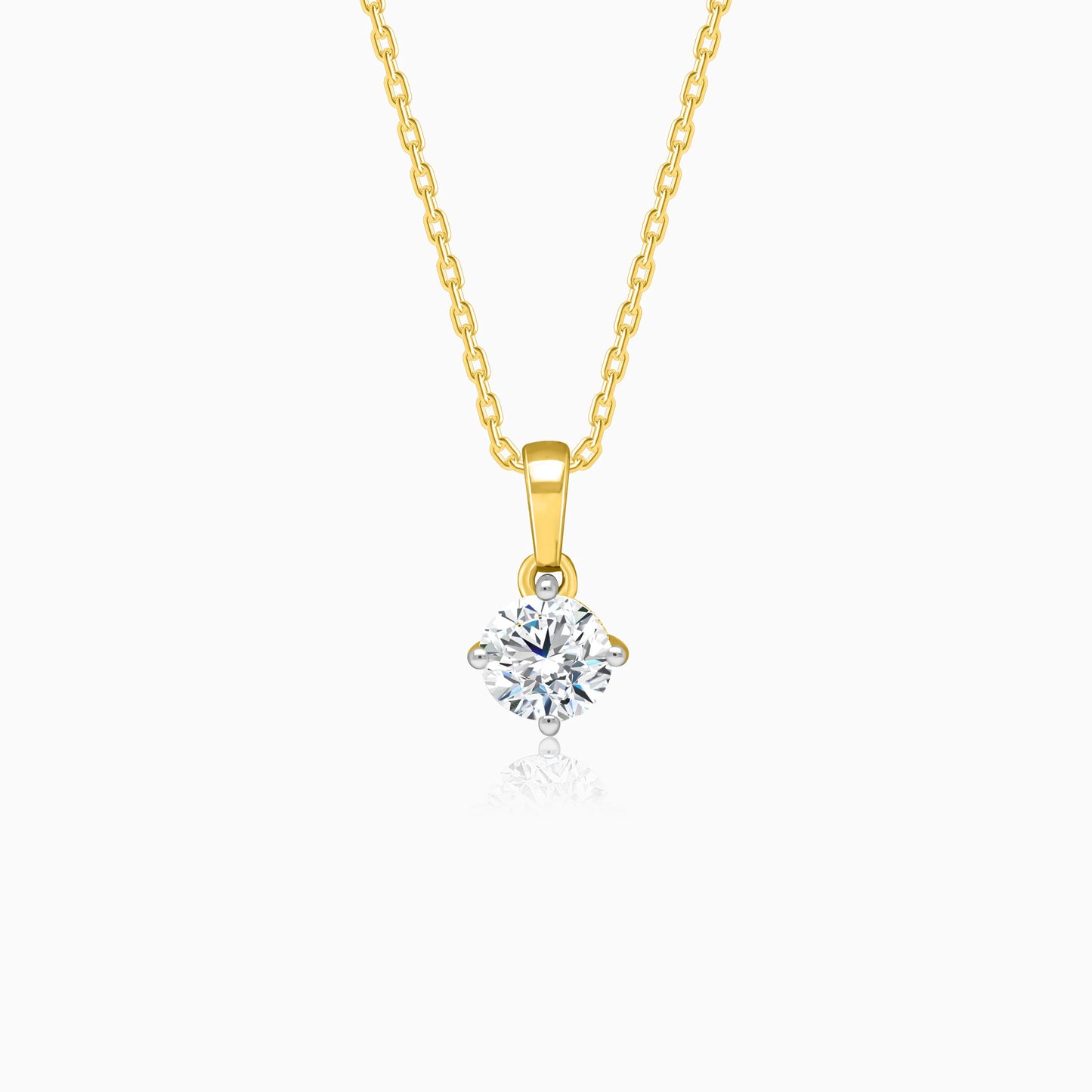 18K Yellow Gold Pendant Necklace with Solitaire Diamond – Solitaire Collection