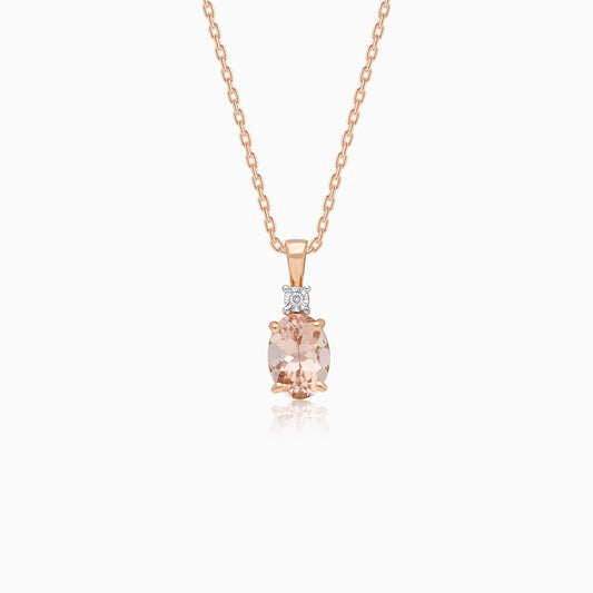 18k Rose Gold Peach Morganite & Natural Diamond Necklace | Colour Classic Collection