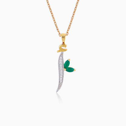 18k Yellow Gold 'ALIF' Necklace with Natural Diamonds & Agate | Horoufi Diamond Collection