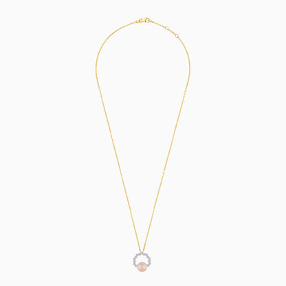 18K Yellow Gold Cultured Pearl and Diamond Necklace