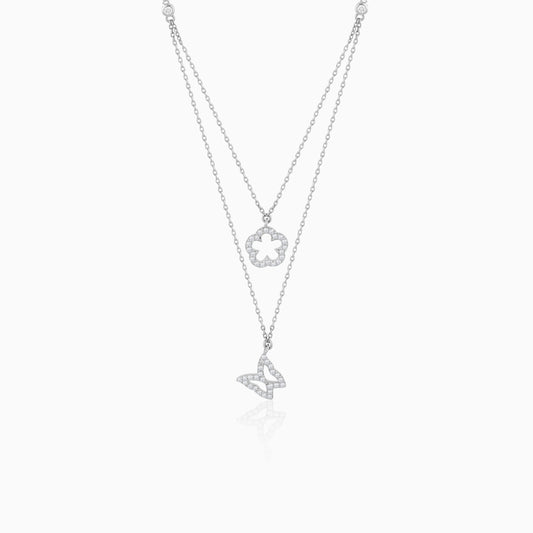 18k white gold double layered diamond necklace – trendy collection