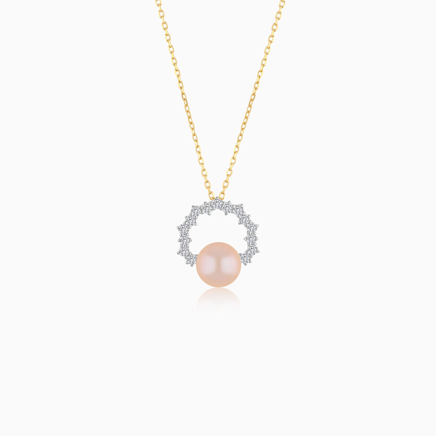 18K Yellow Gold Cultured Pearl and Diamond Necklace