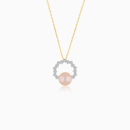 18K Yellow Gold Cultured Pearl and Diamond Necklace