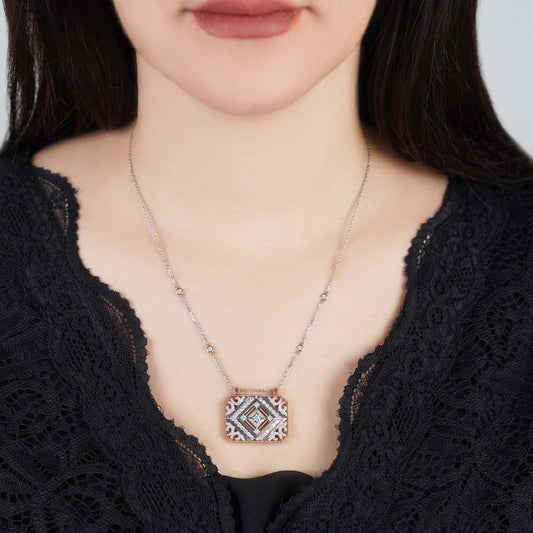 18k white & rose gold necklace decorated with natural diamonds – tablah diamond collection