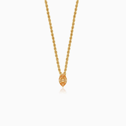 18k Yellow Gold Paperclip & Rope Necklace with Yellow Marquise Swarovski Zirconia