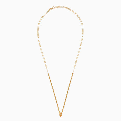 18k Yellow Gold Paperclip & Rope Necklace with Yellow Marquise Swarovski Zirconia