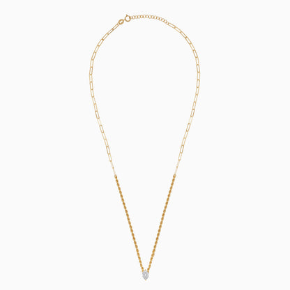 18k Yellow Gold Paperclip & Rope Necklace with Clear Marquise Swarovski Zirconia