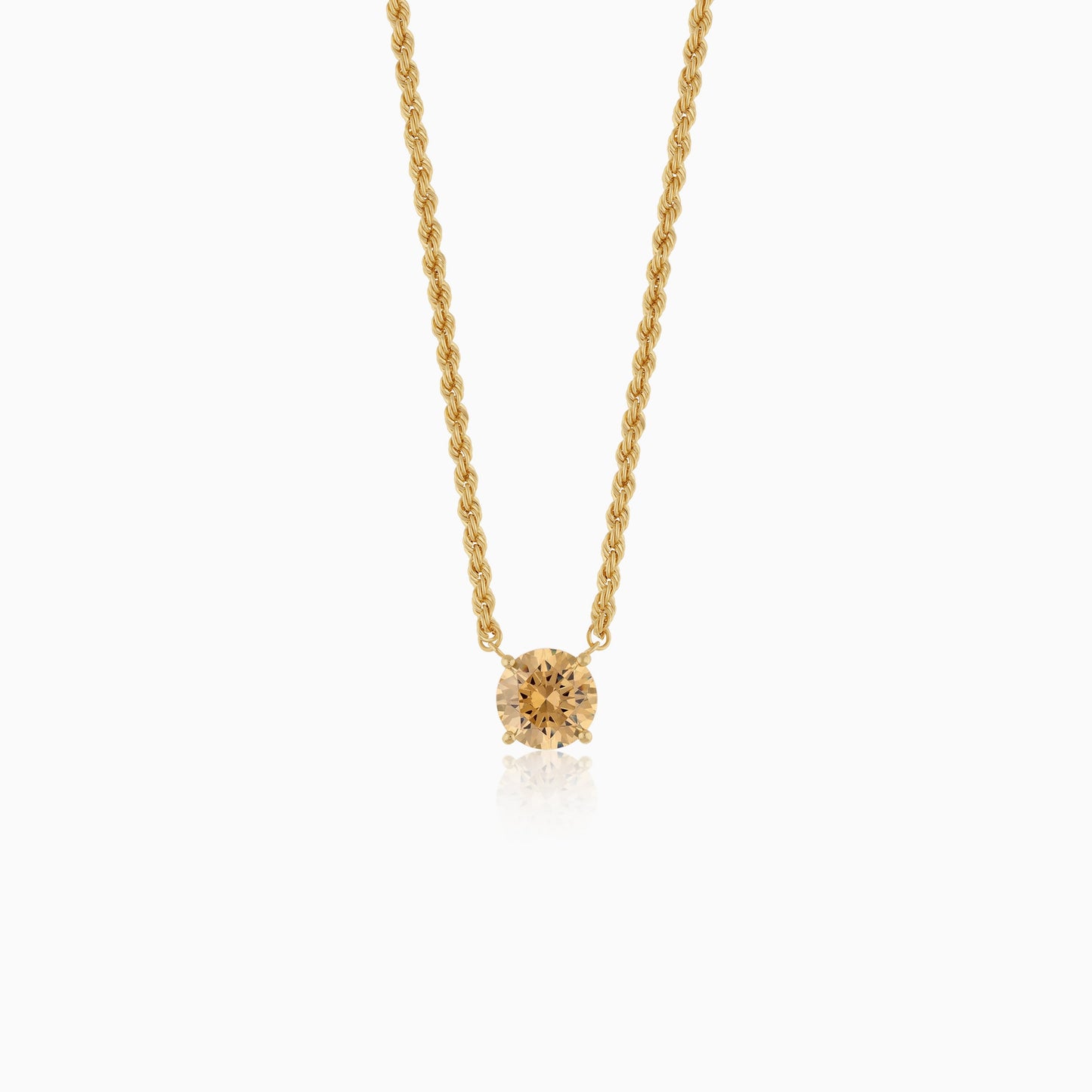 18k Yellow Gold Rope Chain Necklace with Yellow Swarovski Zirconia