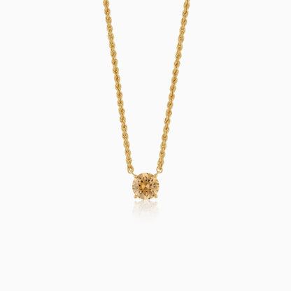 18k Yellow Gold Rope Chain Necklace with Yellow Swarovski Zirconia
