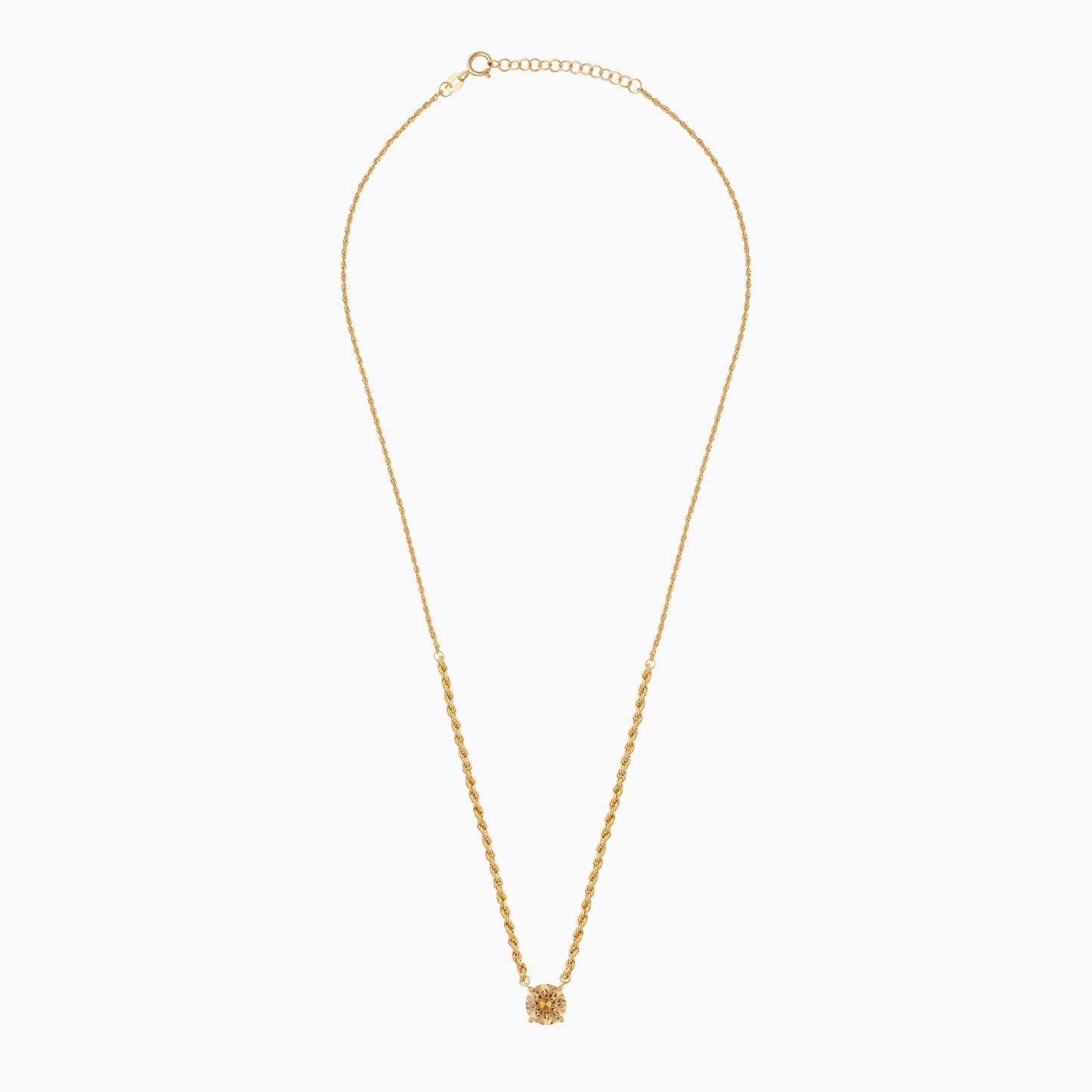18k Yellow Gold Rope Chain Necklace with Yellow Swarovski Zirconia