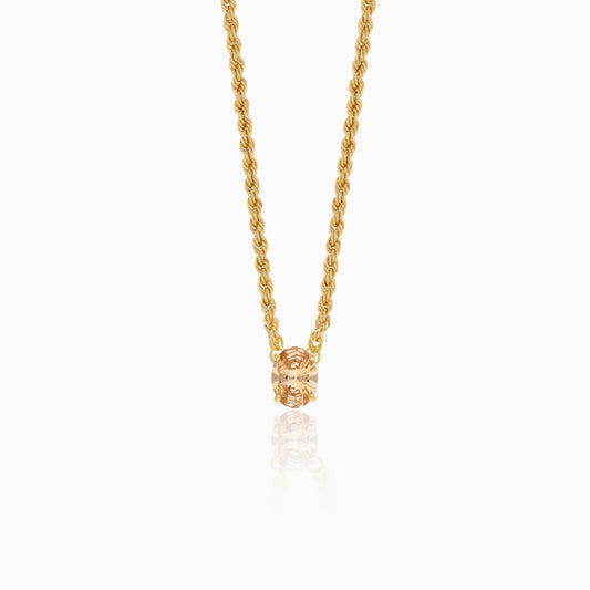 18K Yellow Gold Rope & Paperclip Chain with Yellow Swarovski Zircon | Valentine Collection