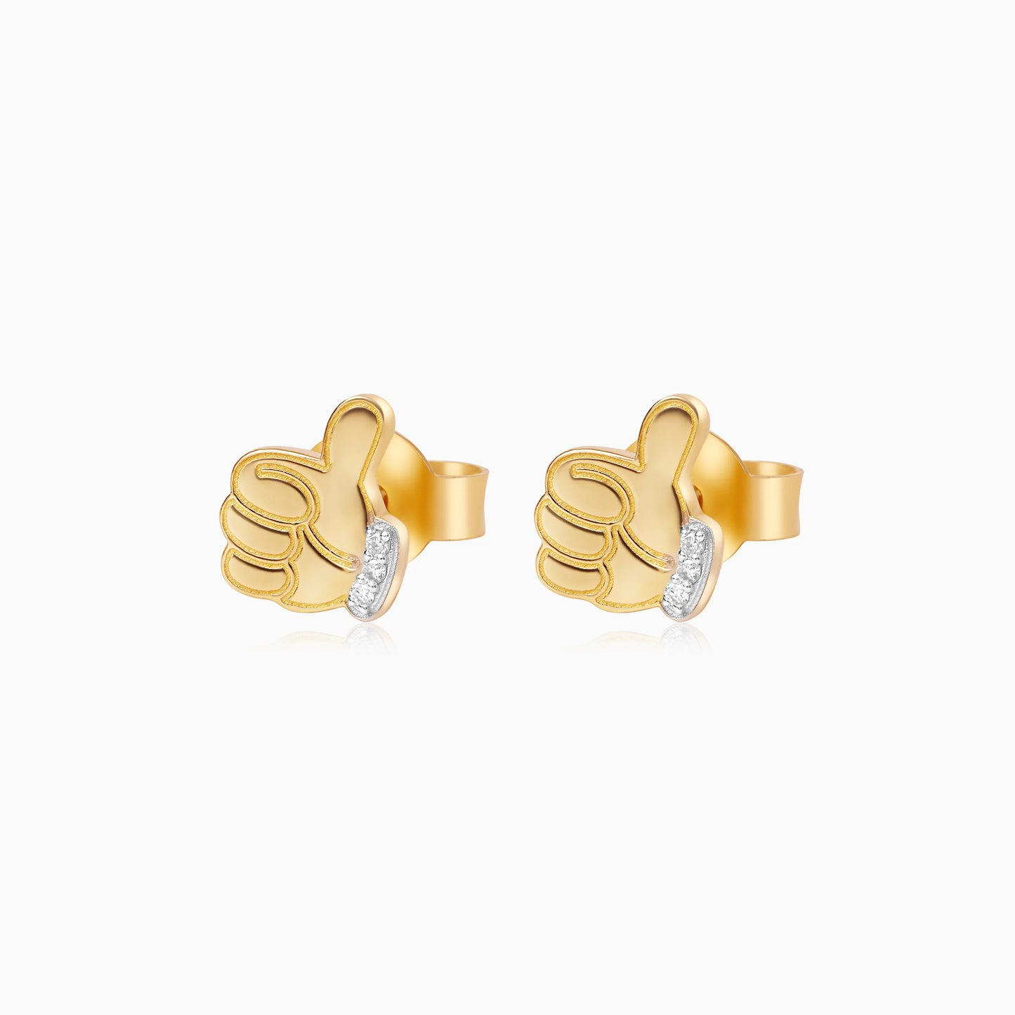 18k Yellow Gold Mickey Mouse Thumbs Up Earrings for Kids with Natural Diamonds | Disney Collection