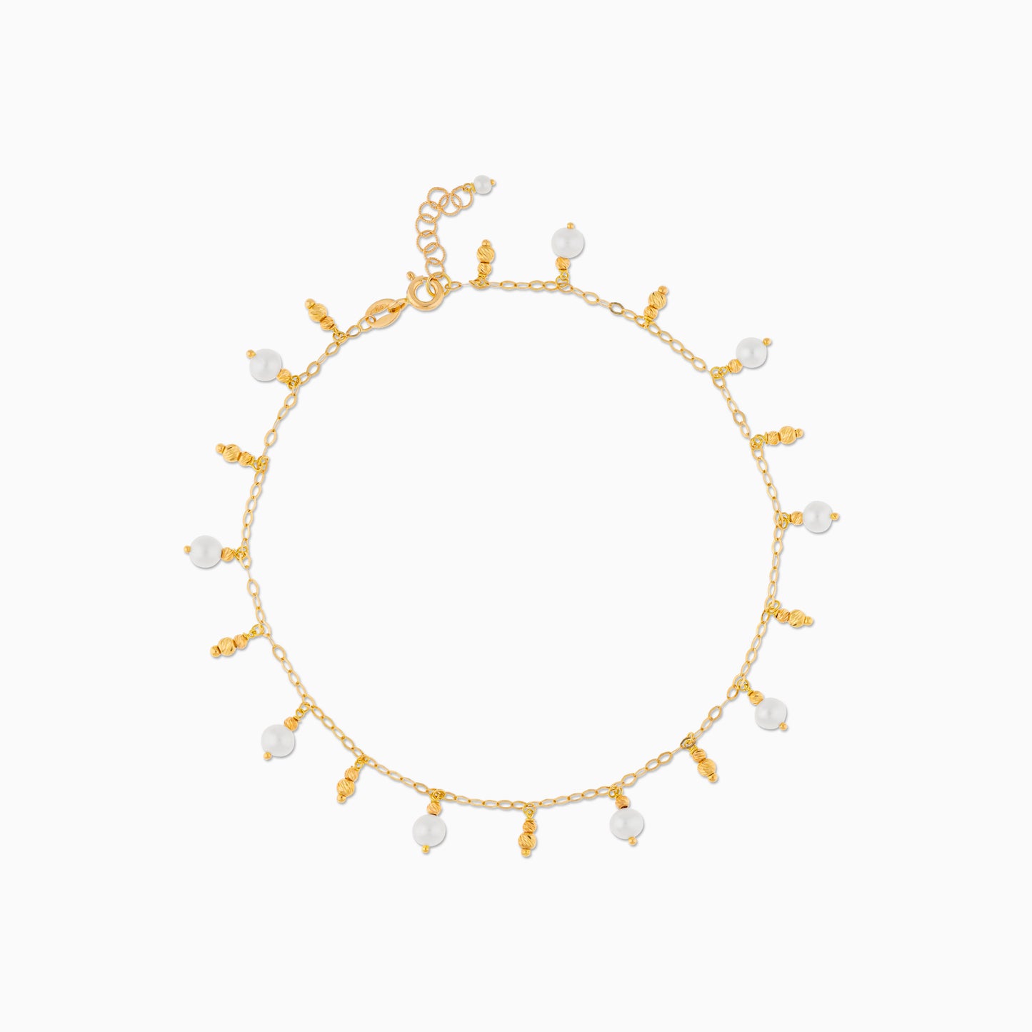 Danah Collection 18K Yellow Gold Anklet with Pearls