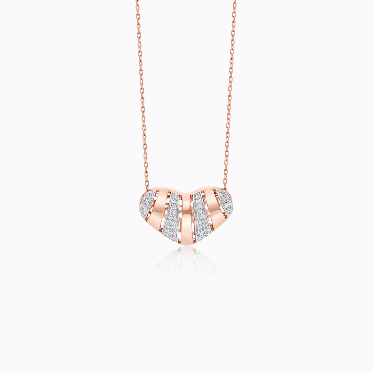 18k Rose Gold Necklace with Natural Diamond Heart Pendant