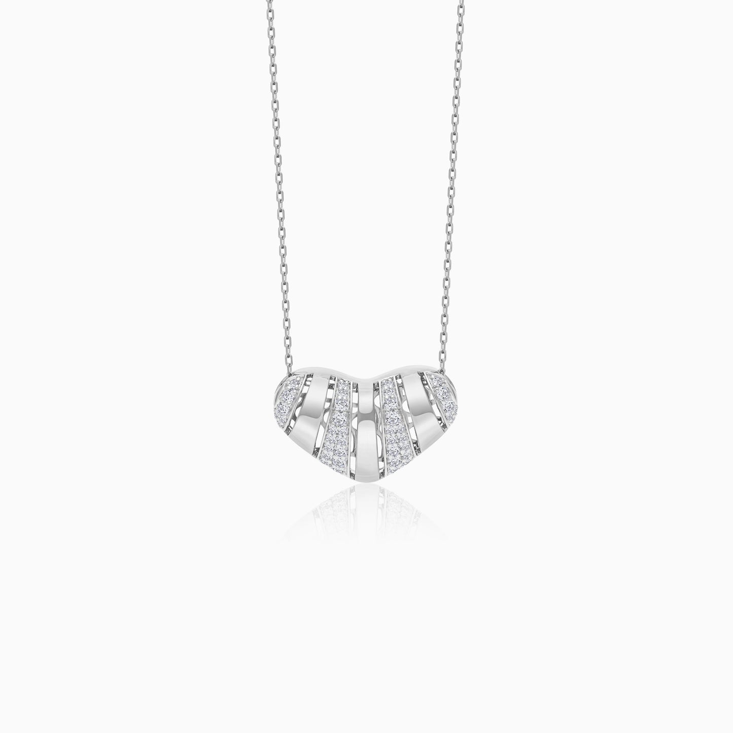 18k White Gold Necklace with Natural Diamond Heart Pendant