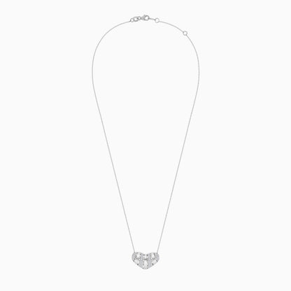 18k White Gold Necklace with Natural Diamond Heart Pendant