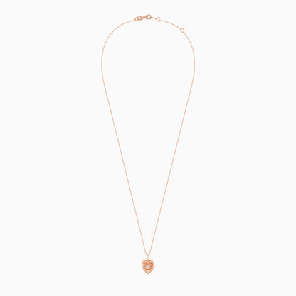 18k Rose Gold Heart Pendant Necklace with Dancing Natural Diamond | Dancing Diamond