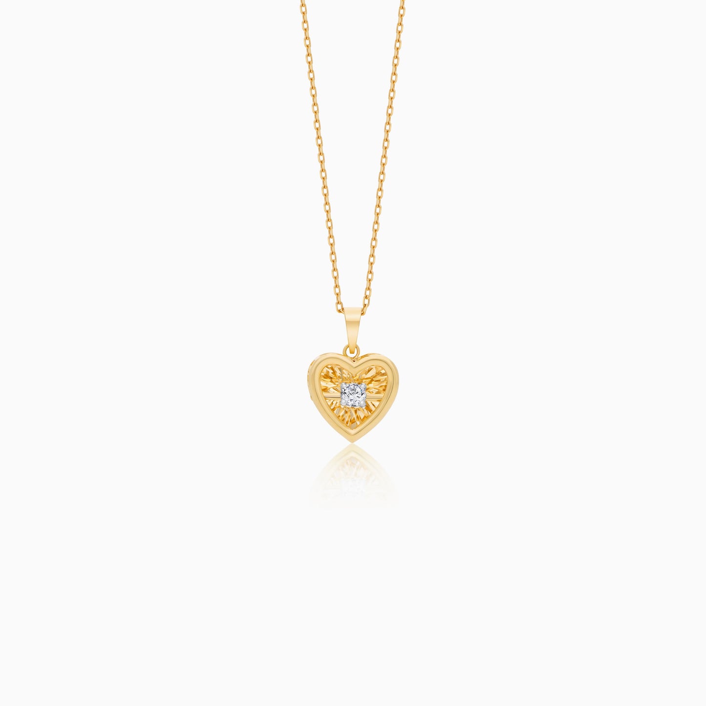 18K Yellow Gold Heart Pendant with Dancing Diamond | Dancing Diamond Collection