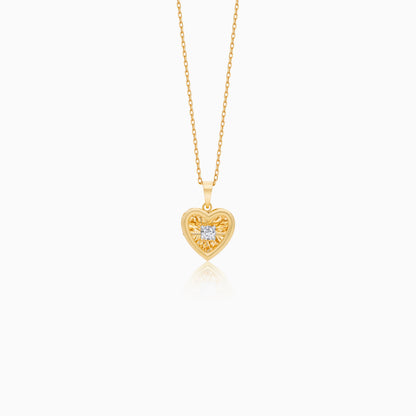 18K Yellow Gold Heart Pendant with Dancing Diamond | Dancing Diamond Collection