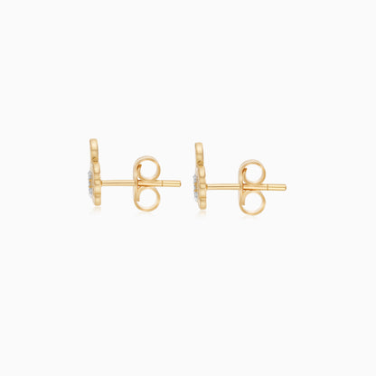 18k Yellow Gold Mickey Mouse Thumbs Up Earrings for Kids with Natural Diamonds | Disney Collection