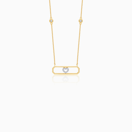 18K Yellow Gold Heart Pendant Chain with Natural Diamonds | Valentine Collection