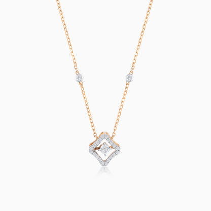 18k rose gold necklace decorated by natural diamond